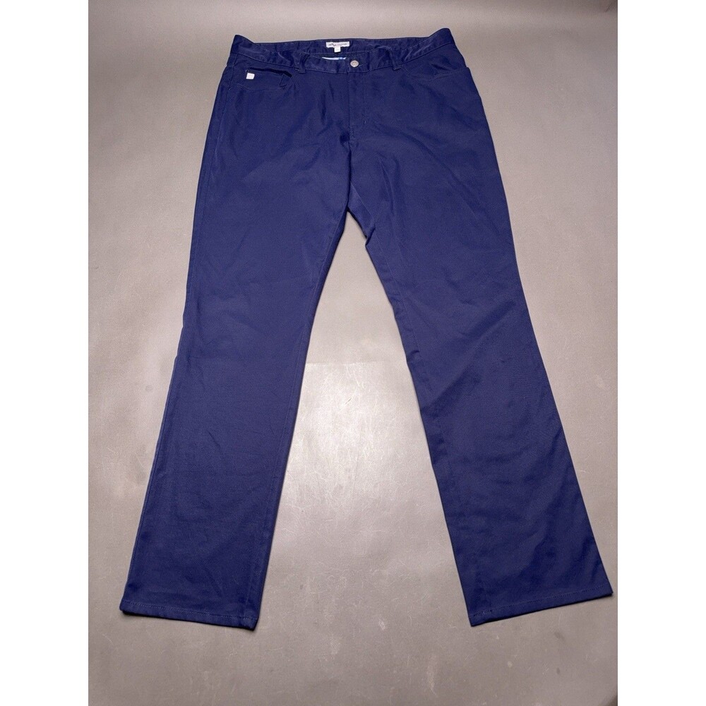 Peter Millar Performance Pants Mens 36x32 Navy Blue Golf 5 Pocket Crown